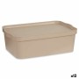 Caja de Almacenaje con Tapa Beige Plástico 14 L 29,5 x 14,5 x 45 cm (12 Unidades)