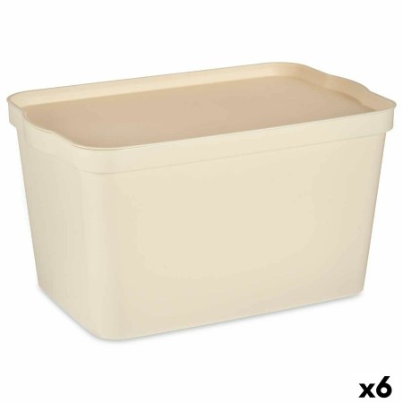 Boîte de rangement avec couvercle Crème Plastique 24 L 29,3 x 24,5 x 45 cm (6 Unités)