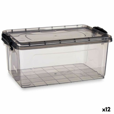 Boîte de rangement avec couvercle Anthracite Plastique 13,7 L 27,5 x 18 x 42,5 cm (12 Unités)