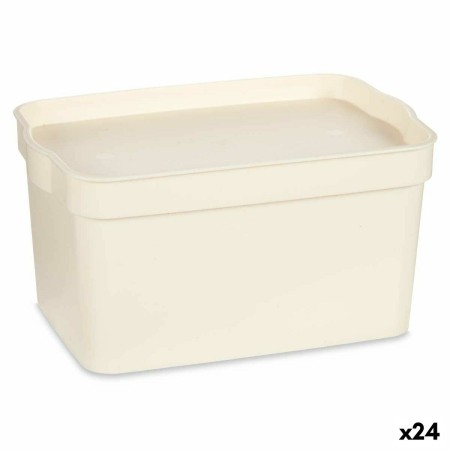 Boîte de rangement avec couvercle Crème Plastique 2,3 L 13,5 x 11 x 20 cm (24 Unités)