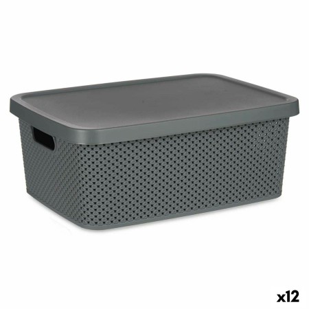 Caja de Almacenaje con Tapa Antracita Plástico 13 L 28 x 15,5 x 39 cm (12 Unidades)