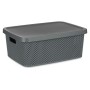 Boîte de rangement avec couvercle Anthracite Plastique 13 L 28 x 15,5 x 39 cm (12 Unités)