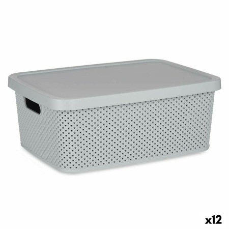 Boîte de rangement avec couvercle Gris Plastique 13 L 28 x 15 x 39 cm (12 Unités)