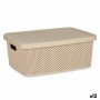 Boîte de rangement avec couvercle Beige Plastique 13 L 28 x 15 x 39 cm (12 Unités)