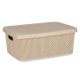 Caja de Almacenaje con Tapa Beige Plástico 13 L 28 x 15 x 39 cm (12 Unidades)