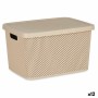 Boîte de rangement avec couvercle Beige Plastique 19 L 28 x 22 x 39 cm (12 Unités)