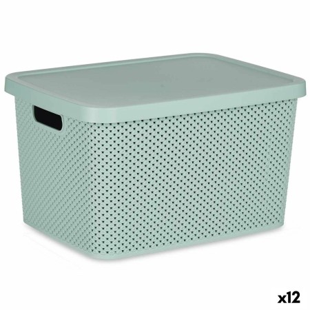 Caja de Almacenaje con Tapa Verde Plástico 19 L 28 x 22 x 39 cm (12 Unidades)