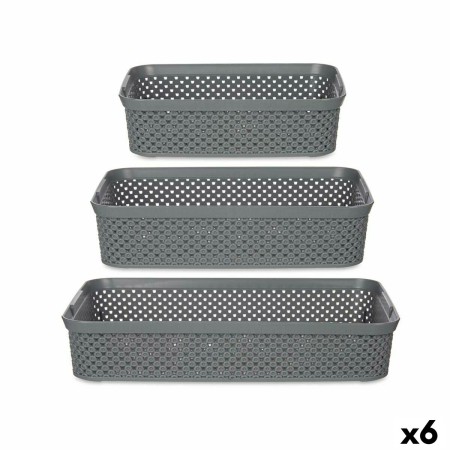 Jeu de plateaux organisateurs Rectangulaire Anthracite Plastique (6 Unités)