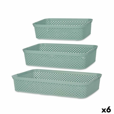 Set de Bandejas organizadoras Rectangular Verde Plástico (6 Unidades)