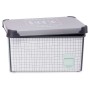 Boîte de rangement avec couvercle Home à carreaux Gris Plastique 10 L 23,5 x 16,5 x 35 cm (12 Unités)