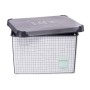 Boîte de rangement avec couvercle Home à carreaux 22 L Gris Plastique 29 x 23,5 x 39 cm (12 Unités)