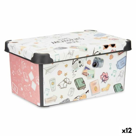 Caja de Almacenaje con Tapa Memories Juvenil Plástico 10 L 23,5 x 16,5 x 35 cm (12 Unidades)