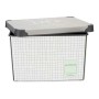 Boîte de rangement avec couvercle Home à carreaux Gris Plastique 17 L 28 x 22 x 37 cm (12 Unités)