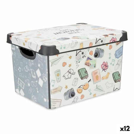 Caja de Almacenaje con Tapa Memories Juvenil Plástico 17 L 27,5 x 22 x 36,5 cm (12 Unidades)