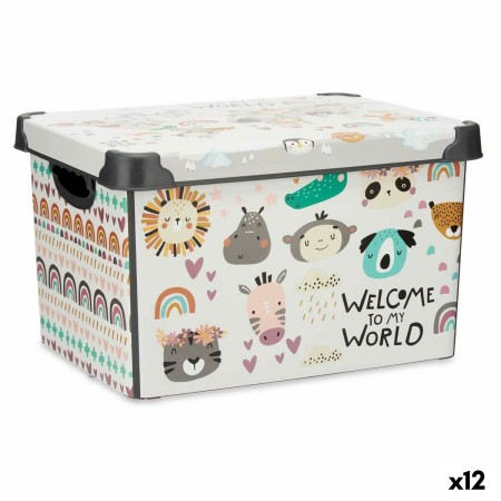 Boîte de rangement avec couvercle Enfant animaux Plastique 22 L 30 x 23,5 x 40 cm (12 Unités)