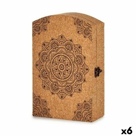 Armario de llaves Mandala Marrón Corcho Madera MDF 20 x 7,5 x 29 cm (6 Unidades)