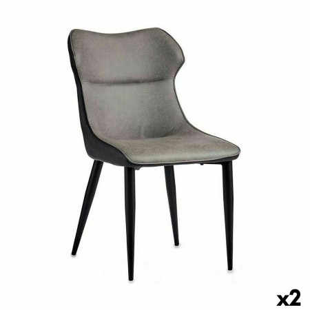 Fauteuil Noir Gris Acier 49 x 86 x 60 cm (2 Unités)