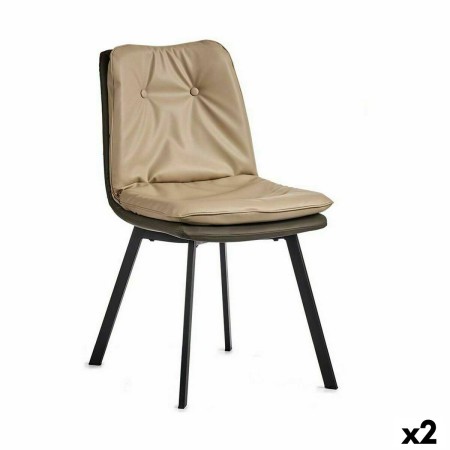 Fauteuil Boutons Noir Beige Gris Acier 62 x 85 x 47 cm (2 Unités)