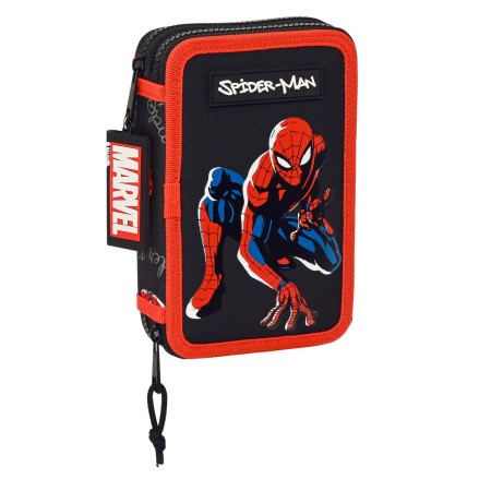 Plumier double Spiderman 12,5 x 4 x 19,5 cm Multicouleur (28 pcs)