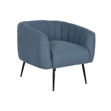 Sillón DKD Home Decor Azul Dorado Espuma Madera Metal 81 x 75 x 73 cm