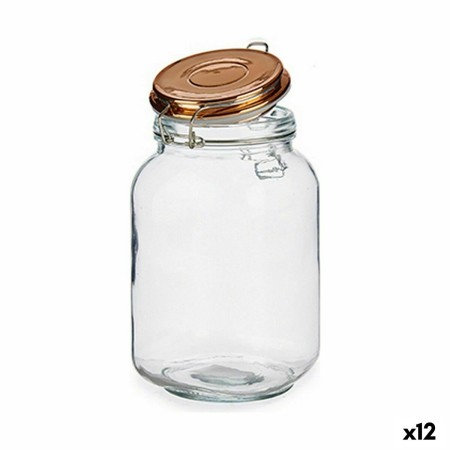 Bocal Fermeture hermétique Transparent Cuivre verre 1,5 L 11,3 x 19,8 x 11,3 cm (12 Unités)