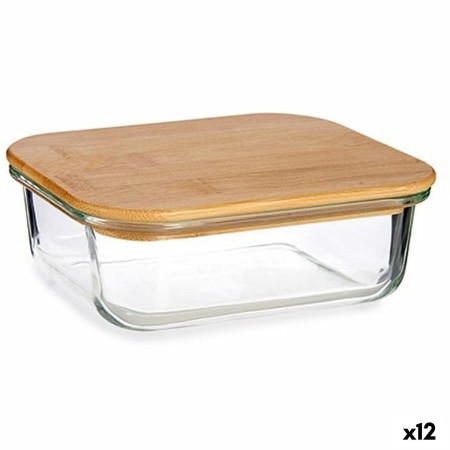 Fiambrera Rectangular con Tapa Bambú 640 ml 12,9 x 5,7 x 17,3 cm (12 Unidades)