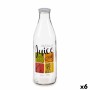 Botella de Cristal Zumo Transparente Metal Vidrio 1 L (6 Unidades)