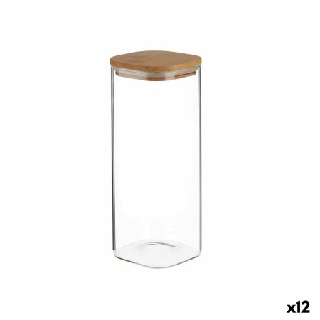 Tarro Cierre hermético Transparente Bambú 1,8 L 10,3 x 25,3 x 10,3 cm (12 Unidades)