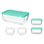 Set de Fiambreras Snow Box Rectangular Blanco Turquesa (4 Unidades)