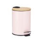 Papelera Rosa Metal Bambú 3 L (4 Unidades)