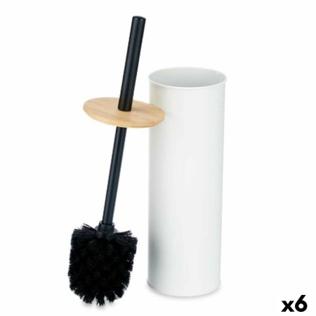 Brosse de salle de wc Blanc Métal Bambou Plastique 9,5 X 27 X 9,5 cm (6 Unités)