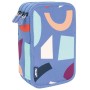 Pochette à crayons triple Milan Animals Bleu 19,5 x 13 x 7,5 cm