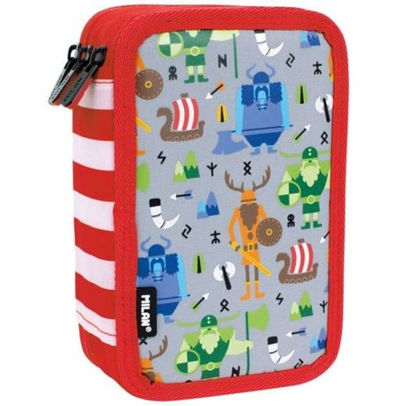 Pochette à crayons triple Milan Vikings Multicouleur 19,5 x 13 x 7,5 cm