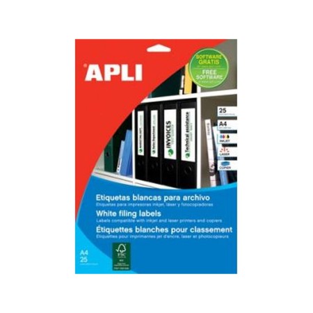 Etiquetas adhesivas Apli  Blanco Papel 25 Hojas 190 x 61 mm