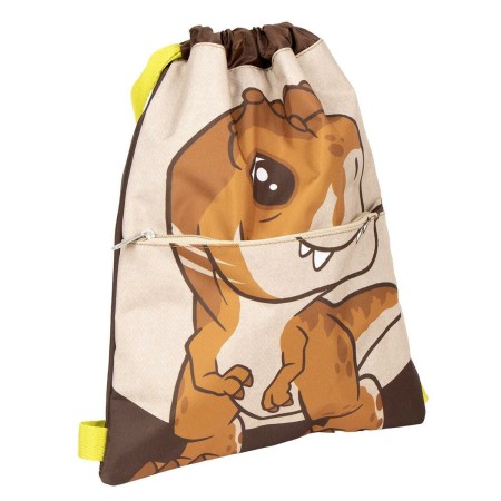 Mochila Saco Infantil Jurassic Park Marrón Ocre 27 x 33 cm