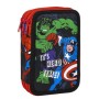 Pochette à crayons triple The Avengers Rouge Noir 13,5 x 7,5 x 20 cm