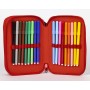 Pochette à crayons triple The Avengers Rouge Noir 13,5 x 7,5 x 20 cm