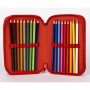 Pochette à crayons triple The Avengers Rouge Noir 13,5 x 7,5 x 20 cm