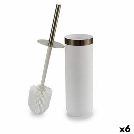 Brosse de salle de wc Blanc Argenté Plastique 9,5 x 38,5 x 9,5 cm (6 Unités)