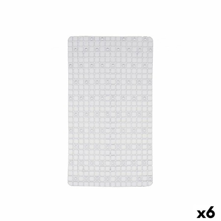 Tapis de Douche Antidérapant Carreaux Transparent PVC 67,7 x 38,5 x 0,7 cm (6 Unités)