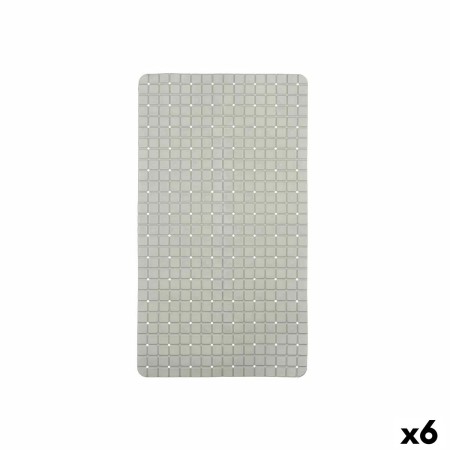 Alfombrilla Antideslizante para Ducha Cuadros Gris PVC 67,7 x 38,5 x 0,7 cm (6 Unidades)