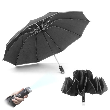 Parapluie Pliable à Fermeture Inversée avec LED Folbrella InnovaGoods Noir (Reconditionné A)
