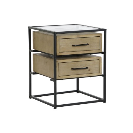 Table de Nuit DKD Home Decor Noir Naturel Métal Bois MDF 45 x 45 x 58 cm
