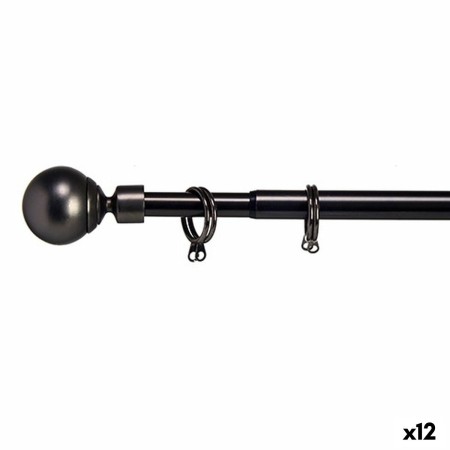 Tringle à Rideau Extensible Ballon Noir Fer 5 x 181 x 5 cm (12 Unités)