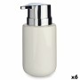 Distributeur de Savon Blanc Argenté Métal Céramique 300 ml (6 Unités)