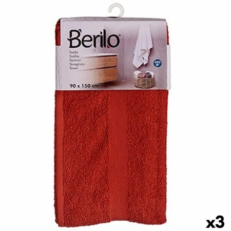 Serviette de toilette 90 x 150 cm Couleur brique (3 Unités)