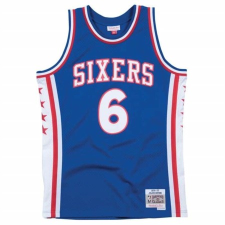 Camiseta de baloncesto Mitchell & Ness Philadelphia 76ers 1976-77 Nº6 Julius Erving Azul