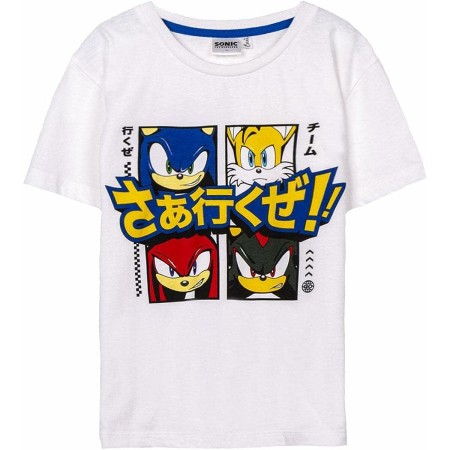 Camiseta de Manga Corta Infantil Sonic Blanco