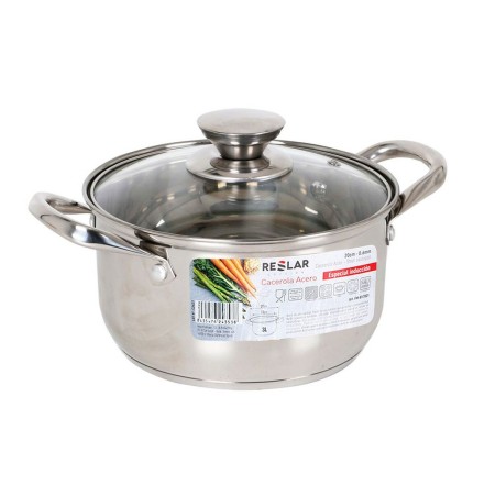 Casserole avec Couvercle en Verre Reslar  Acier 3 L ø 19,6 x 10,9 cm