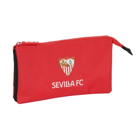 Trousse Fourre-Tout Double Sevilla Fútbol Club Noir Rouge 22 x 12 x 3 cm